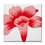 A Red Flower On A Black Background Tile Coaster Front