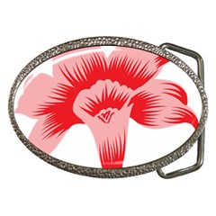 A Red Flower On A Black Background Belt Buckles by catchydesignhill