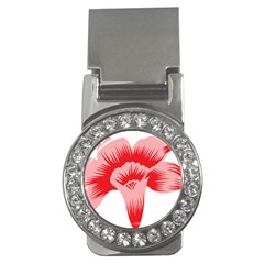 A Red Flower On A Black Background Money Clips (cz)  by catchydesignhill