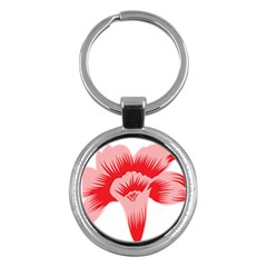 A Red Flower On A Black Background Key Chain (round) by catchydesignhill