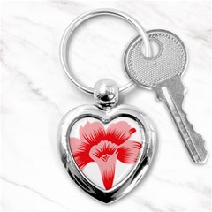 A Red Flower On A Black Background Key Chain (heart) by catchydesignhill