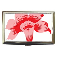 A Red Flower On A Black Background Cigarette Money Case by catchydesignhill