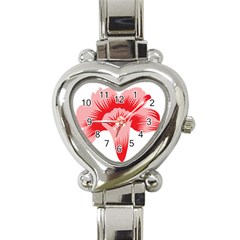 A Red Flower On A Black Background Heart Italian Charm Watch by catchydesignhill