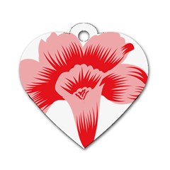 A Red Flower On A Black Background Dog Tag Heart (one Side) by catchydesignhill