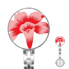 A Red Flower On A Black Background Stainless Steel Nurses Watch by catchydesignhill