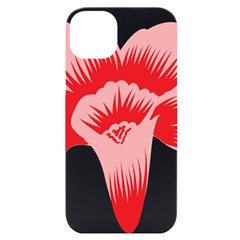 A Red Flower On A Black Background Iphone 14 Plus Black Uv Print Case by catchydesignhill