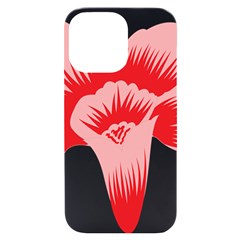 A Red Flower On A Black Background Iphone 14 Pro Max Black Uv Print Case by catchydesignhill