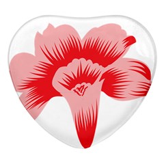 A Red Flower On A Black Background Heart Glass Fridge Magnet (4 Pack) by catchydesignhill