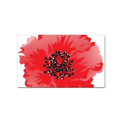 A Red Flower With A Black Center On A Black Background Sticker (rectangular) by catchydesignhill