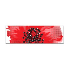 A Red Flower With A Black Center On A Black Background Sticker (bumper) by catchydesignhill