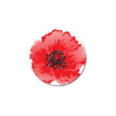 A Red Flower With A Black Center On A Black Background Golf Ball Marker by catchydesignhill