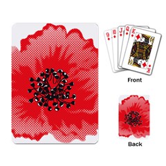 A Red Flower With A Black Center On A Black Background Playing Cards Single Design (rectangle)