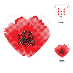 A Red Flower With A Black Center On A Black Background Playing Cards Single Design (heart)