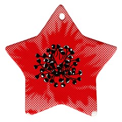 A Red Flower With A Black Center On A Black Background Star Ornament (two Sides)