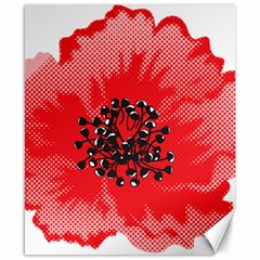 A Red Flower With A Black Center On A Black Background Canvas 8  X 10  by catchydesignhill