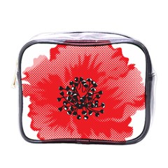 A Red Flower With A Black Center On A Black Background Mini Toiletries Bag (one Side) by catchydesignhill