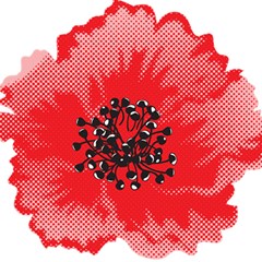 A Red Flower With A Black Center On A Black Background Play Mat (rectangle) by catchydesignhill