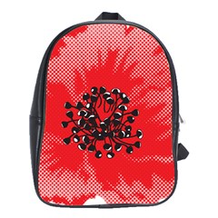 A Red Flower With A Black Center On A Black Background School Bag (xl) by catchydesignhill