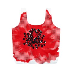 A Red Flower With A Black Center On A Black Background Full Print Recycle Bag (m) by catchydesignhill