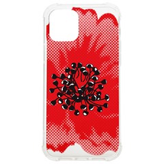 A Red Flower With A Black Center On A Black Background Iphone 12/12 Pro Tpu Uv Print Case by catchydesignhill