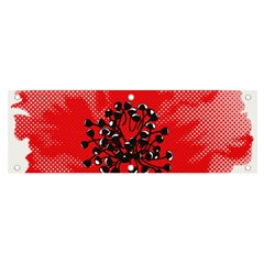 A Red Flower With A Black Center On A Black Background Banner And Sign 6  X 2  by catchydesignhill