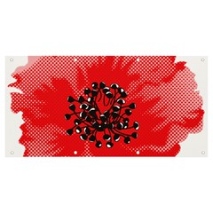 A Red Flower With A Black Center On A Black Background Banner And Sign 8  X 4  by catchydesignhill