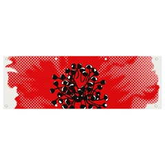 A Red Flower With A Black Center On A Black Background Banner And Sign 9  X 3  by catchydesignhill