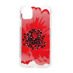 A Red Flower With A Black Center On A Black Background Iphone 11 Tpu Uv Print Case by catchydesignhill