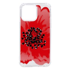 A Red Flower With A Black Center On A Black Background Iphone 14 Pro Max Tpu Uv Print Case