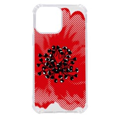 A Red Flower With A Black Center On A Black Background Iphone 13 Pro Max Tpu Uv Print Case by catchydesignhill