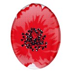 A Red Flower With A Black Center On A Black Background Oval Glass Fridge Magnet (4 pack) Front