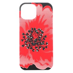 A Red Flower With A Black Center On A Black Background Iphone 15 Black Uv Print Pc Hardshell Case