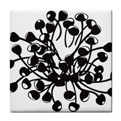 A Black And White Picture Of A Bunch Of Flowers Tile Coaster by catchydesignhill