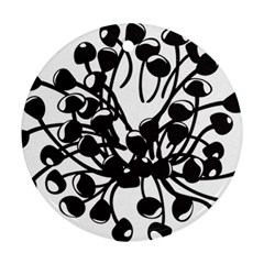 A Black And White Picture Of A Bunch Of Flowers Ornament (round) by catchydesignhill