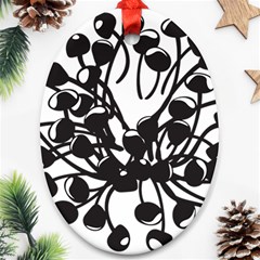 A Black And White Picture Of A Bunch Of Flowers Ornament (oval)