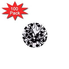 A Black And White Picture Of A Bunch Of Flowers 1  Mini Magnets (100 Pack)  by catchydesignhill