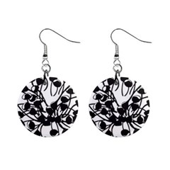 A Black And White Picture Of A Bunch Of Flowers Mini Button Earrings by catchydesignhill