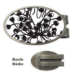 A Black And White Picture Of A Bunch Of Flowers Money Clips (oval)  by catchydesignhill