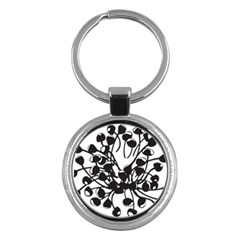 A Black And White Picture Of A Bunch Of Flowers Key Chain (round) by catchydesignhill