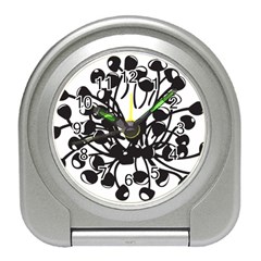 A Black And White Picture Of A Bunch Of Flowers Travel Alarm Clock by catchydesignhill