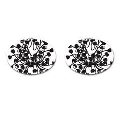 A Black And White Picture Of A Bunch Of Flowers Cufflinks (oval) by catchydesignhill