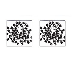 A Black And White Picture Of A Bunch Of Flowers Cufflinks (square) by catchydesignhill