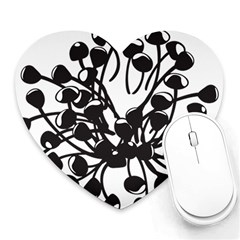 A Black And White Picture Of A Bunch Of Flowers Heart Mousepad by catchydesignhill