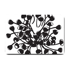 A Black And White Picture Of A Bunch Of Flowers Small Doormat by catchydesignhill