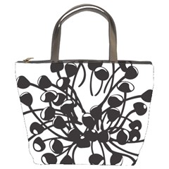 A Black And White Picture Of A Bunch Of Flowers Bucket Bag by catchydesignhill