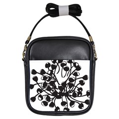 A Black And White Picture Of A Bunch Of Flowers Girls Sling Bag by catchydesignhill