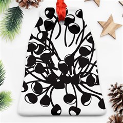 A Black And White Picture Of A Bunch Of Flowers Bell Ornament (two Sides)