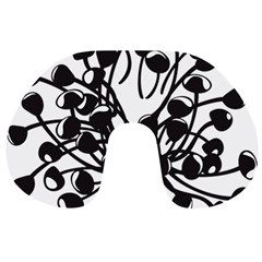 A Black And White Picture Of A Bunch Of Flowers Travel Neck Pillow by catchydesignhill