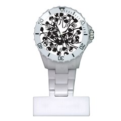 A Black And White Picture Of A Bunch Of Flowers Plastic Nurses Watch by catchydesignhill