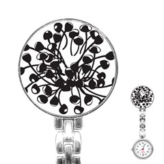 A Black And White Picture Of A Bunch Of Flowers Stainless Steel Nurses Watch by catchydesignhill